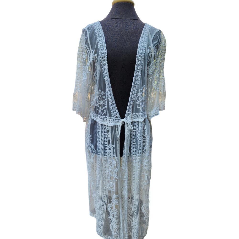 Duster Ivory lace, mesh and embroidered duster/ no tags
